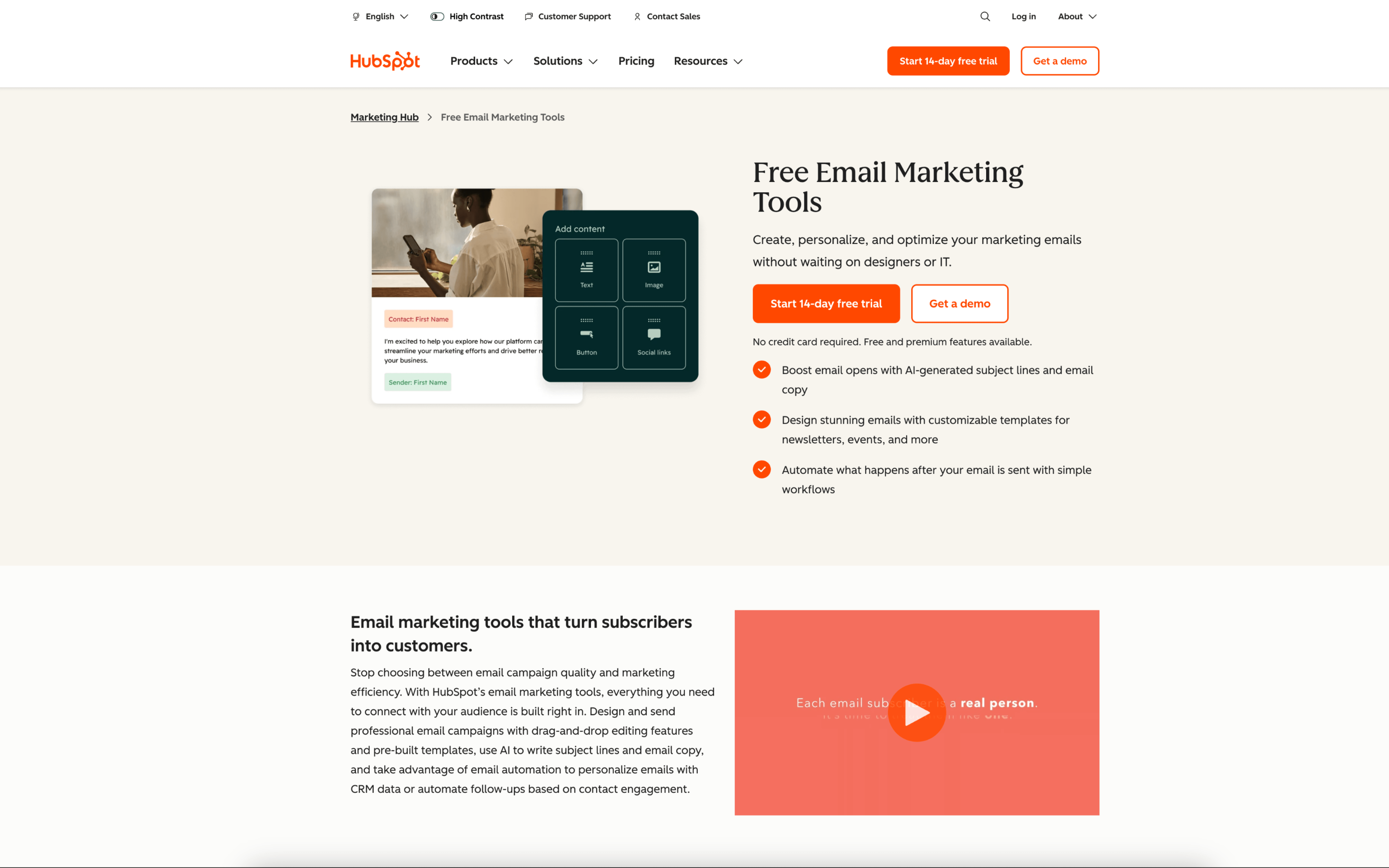 HubSpot Email Marketing screenshot